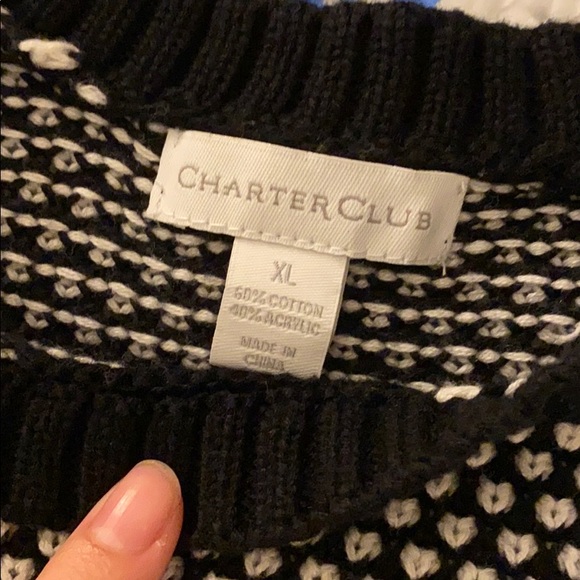 Charter Club black and white sweater EEEEUUCCCC - Picture 2 of 5